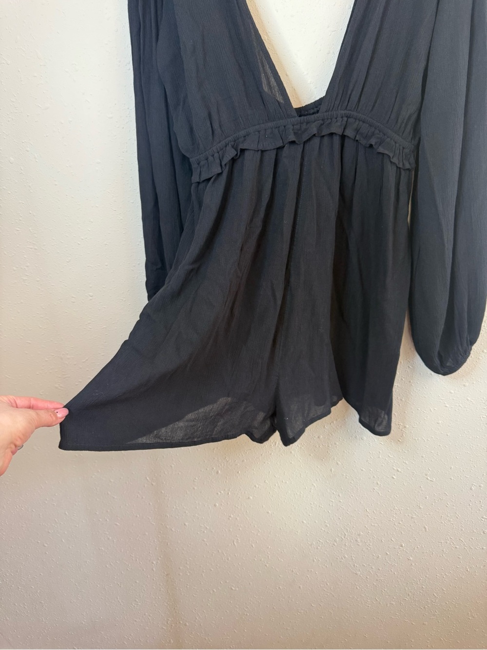 Asos Design Volume Sleeve Plunge Black Beach Romper Sz 10 Tall NWT - Picture 14 of 16